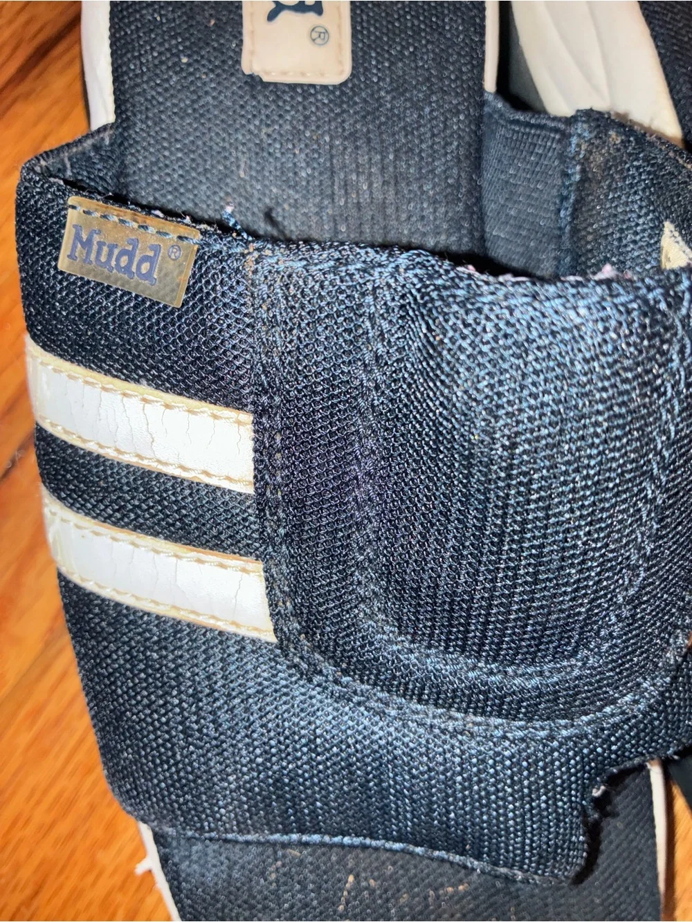 Y2K Vintage Mudd Navy Sporty Slide Platform Sandals with White Accent Stripes